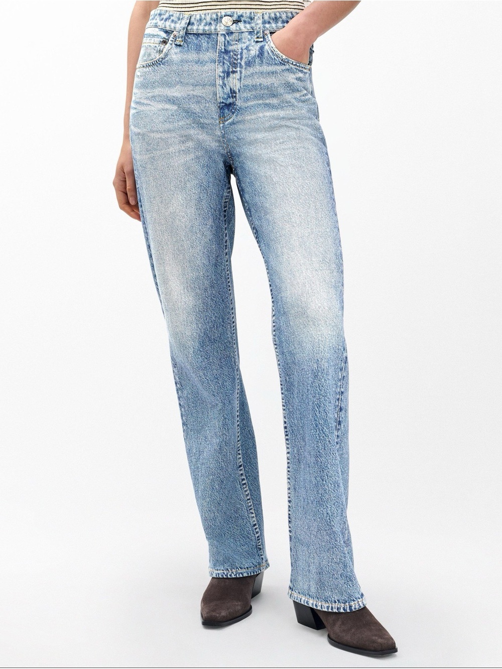 Rag & Bone Miramar Shea Straight-Leg Sweatpant Jeans Light Blue 29